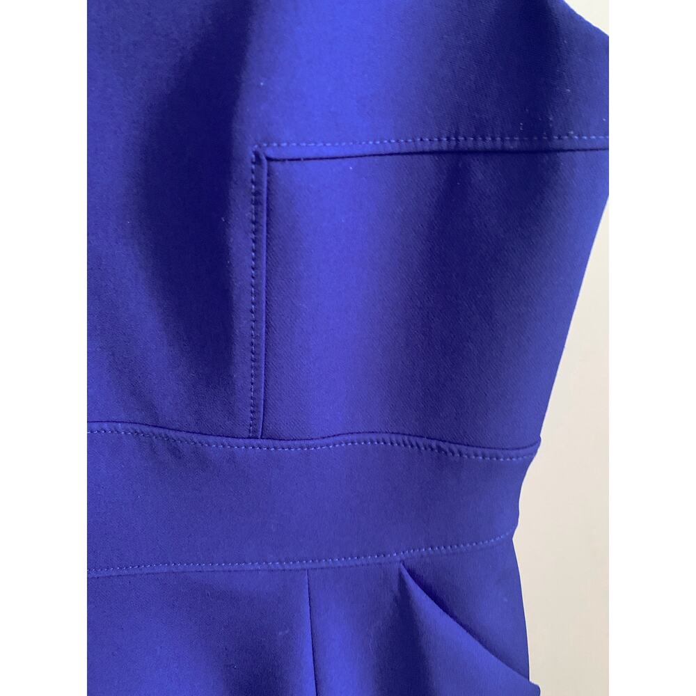 Tahari Arthur S. Levine Royal Blue Split V-Neck Sheath Dress Womens 8P Petite - Picture 3 of 7